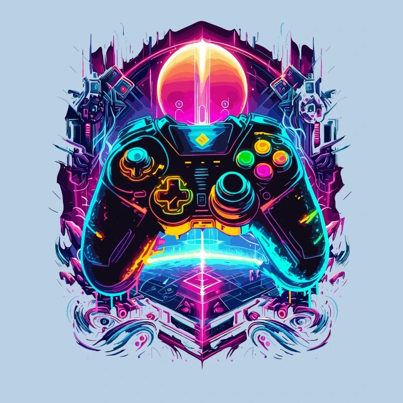 Vibrant Cyberpunk Retro Gaming Controller