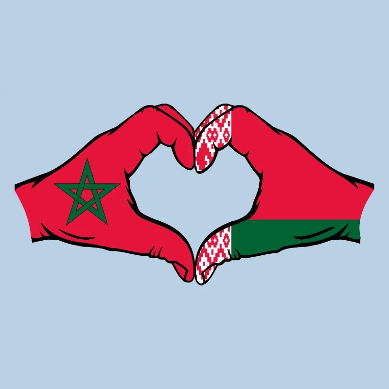 Maroc Biélorussie Drapeau Mains Coeur Forme
