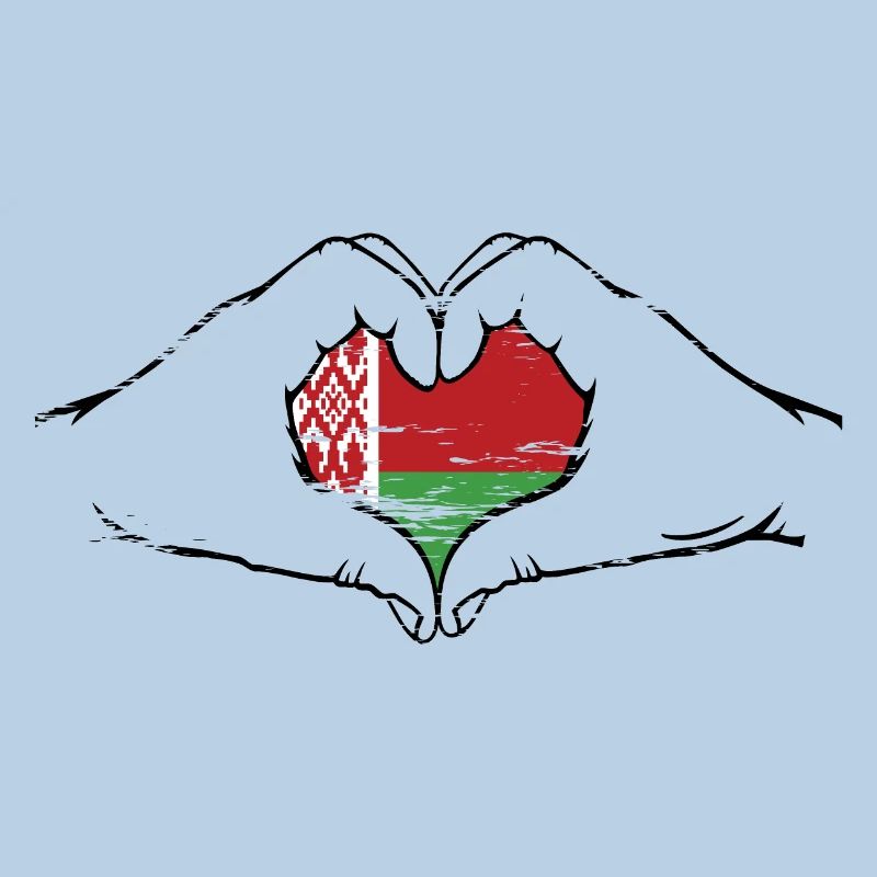 Drapeau de la Biélorussie mains forme de coeur utilisé