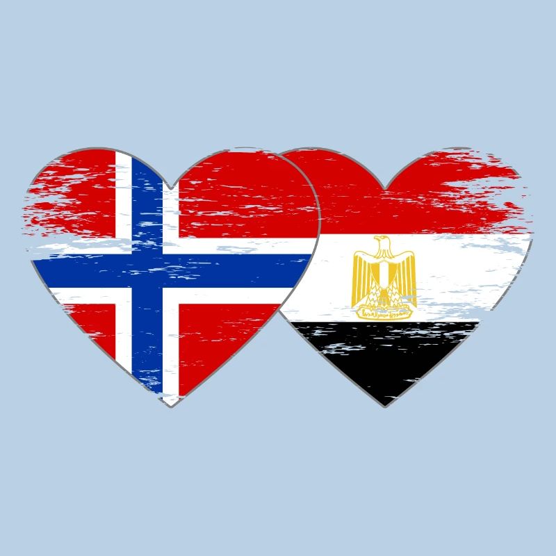 Norvège Égypte Drapeau Mains Coeur Forme Utilisé
