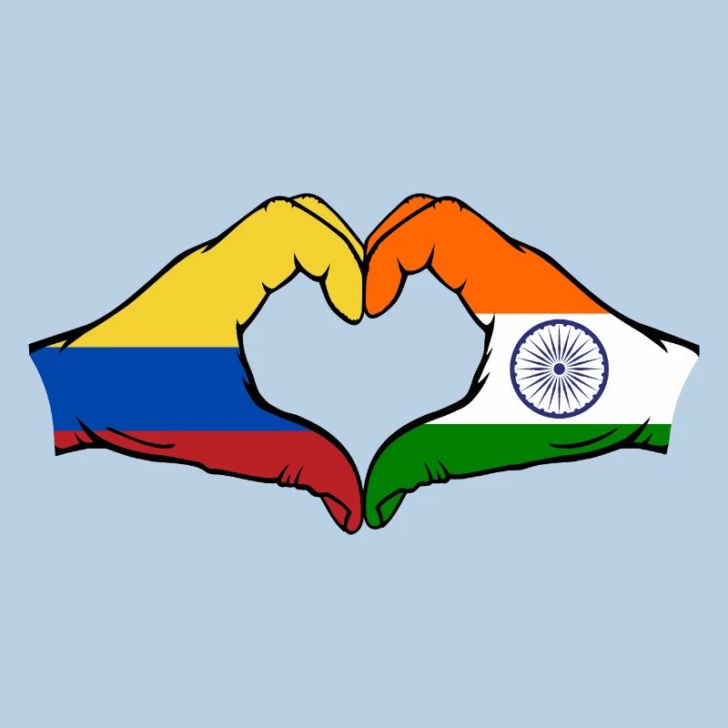 Colombie Inde Drapeau Mains Coeur Forme