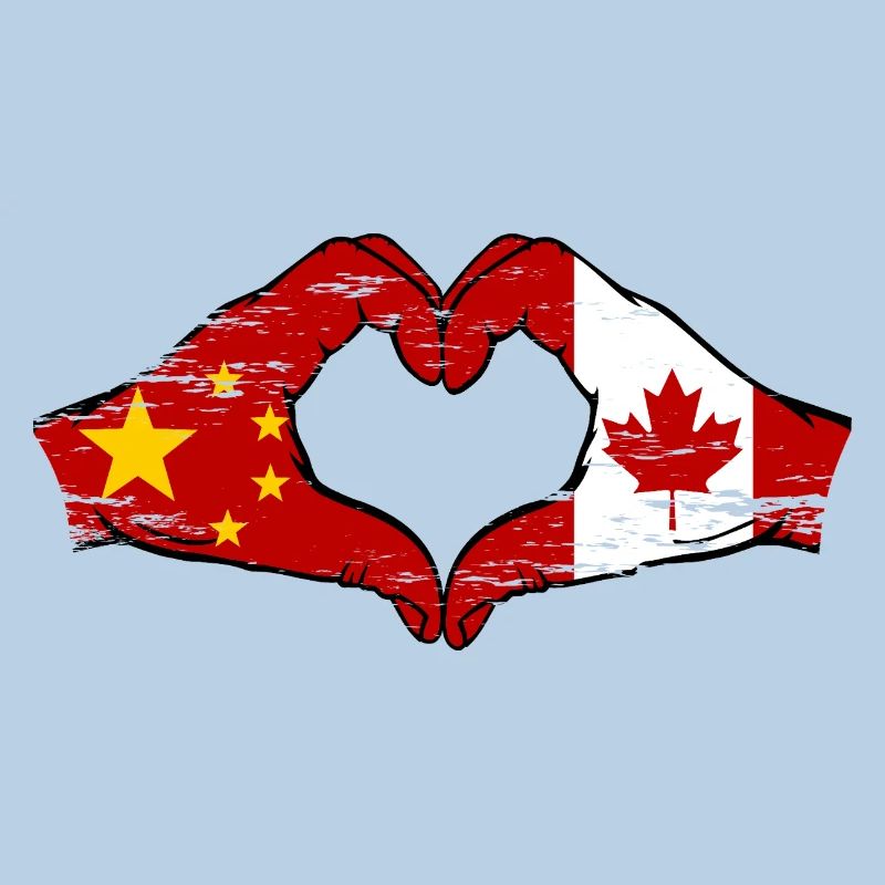 Chine Canada drapeau mains forme de coeur utilisé