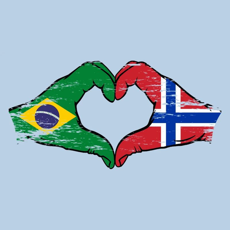 Brésil Norvège drapeau mains forme de coeur utilisé