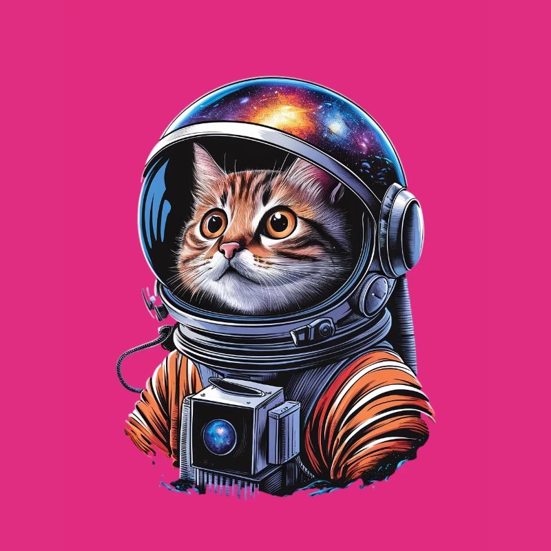 Un astronaute chat galactique explore l’espace