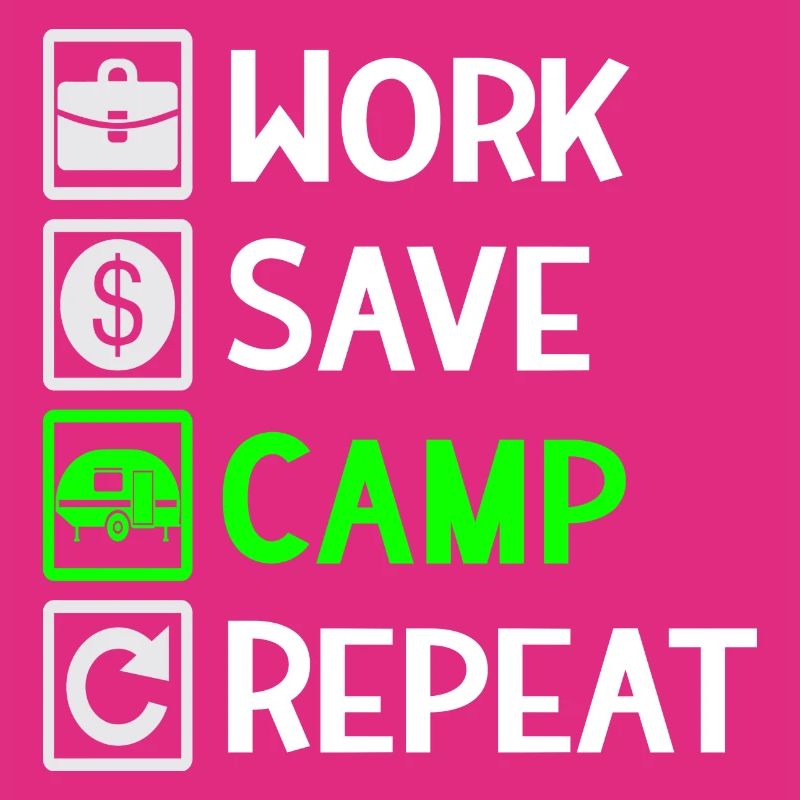 Work, Save, Camp, Repeat - Camping Spruch
