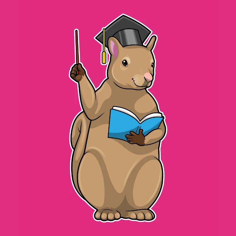 Eichhörnchen als Lehrer mit Buch