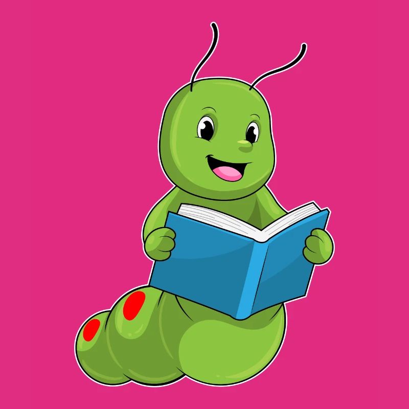 Caterpillar reading with book