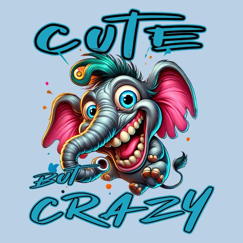 Cute but Crazy Elefant Comic Stil