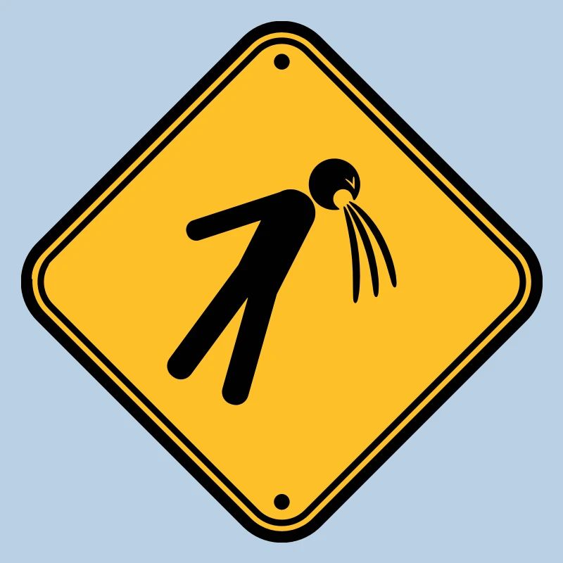 shield caution note vomit vomit