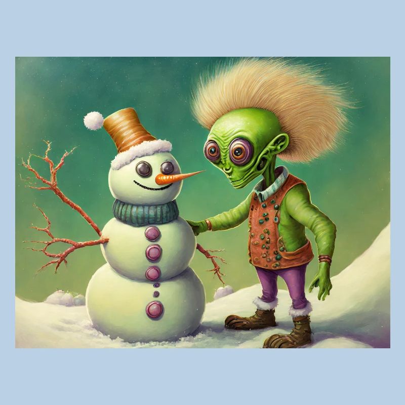 Alien baut einen Schneemann