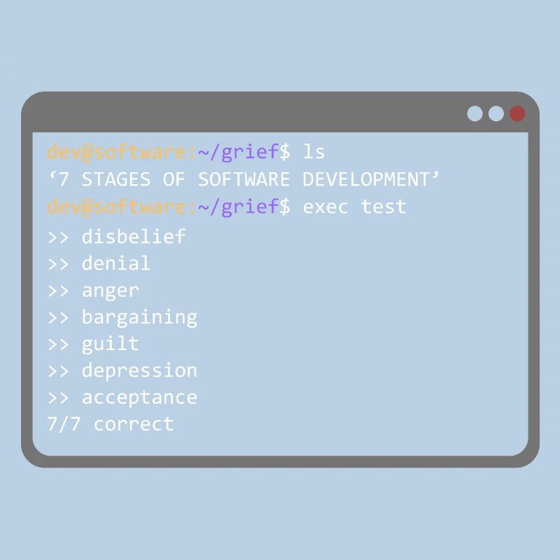 7 Stages of Software Development (Grief) - Console