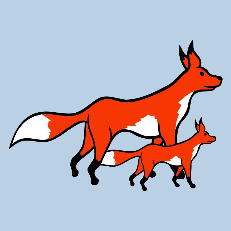 2 Füchse Mutter Rotfuchs Kleines Kind Vater Mama