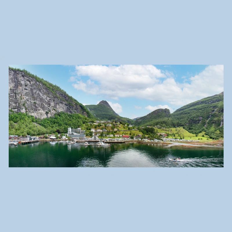 Geiranger panorama view from harbor