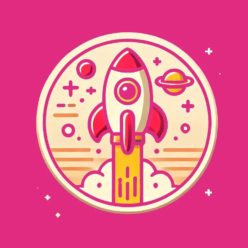 Fusée rétro perdue dans l’espace Graphique