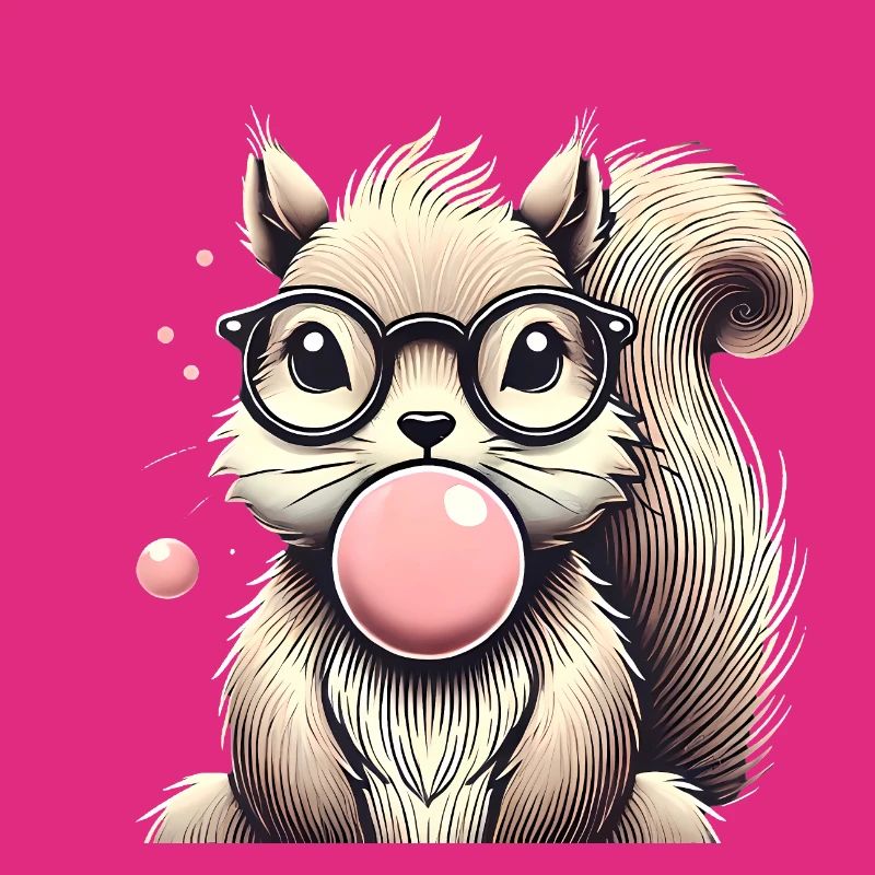 Cool Squirrel with Bubblegum Glasses