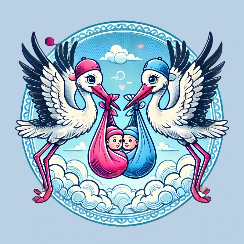 Rosa oder Blauer Storch Baby Bundle Design