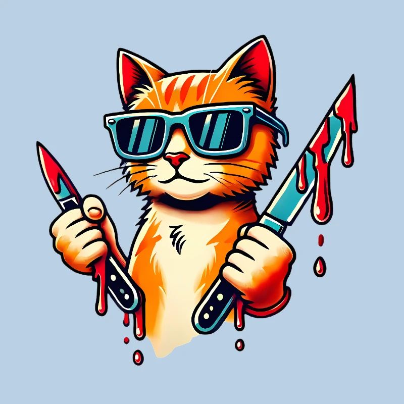Coole Katze mit Messern Pop Art Design