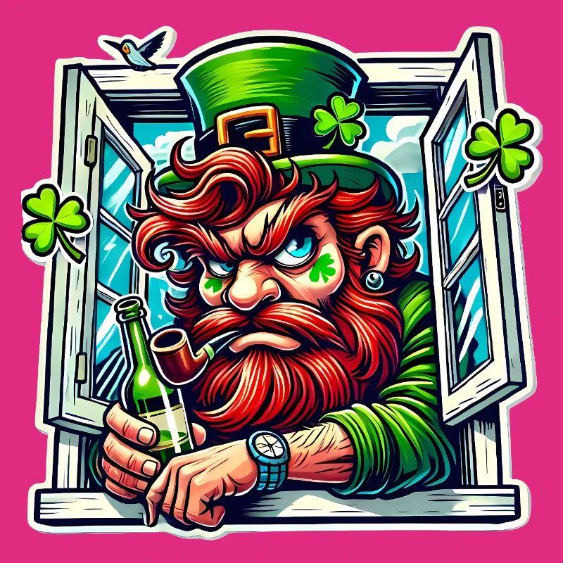 Grumpy Leprechaun St Patricks Window