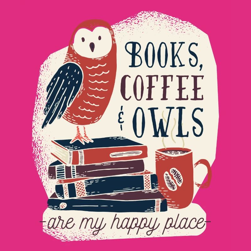 Die buch eule mit Kaffee