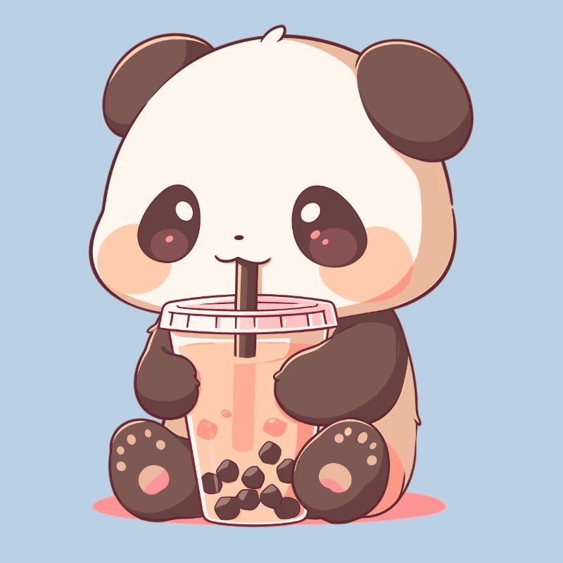 Kawaii Panda Drinks Boba Bubble Tea Chibi