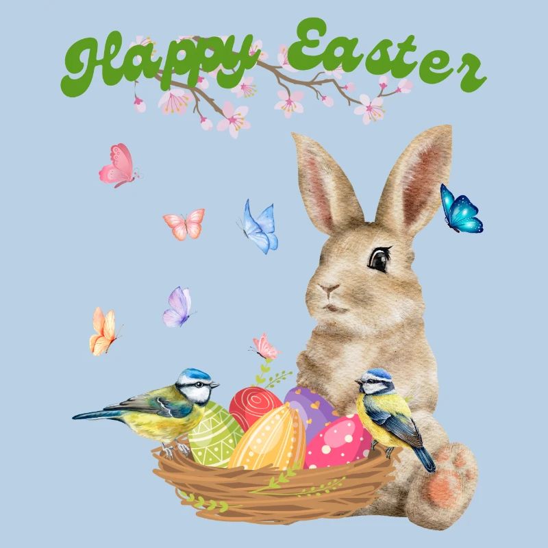 Happy Easter - Bunny with Easter Basket