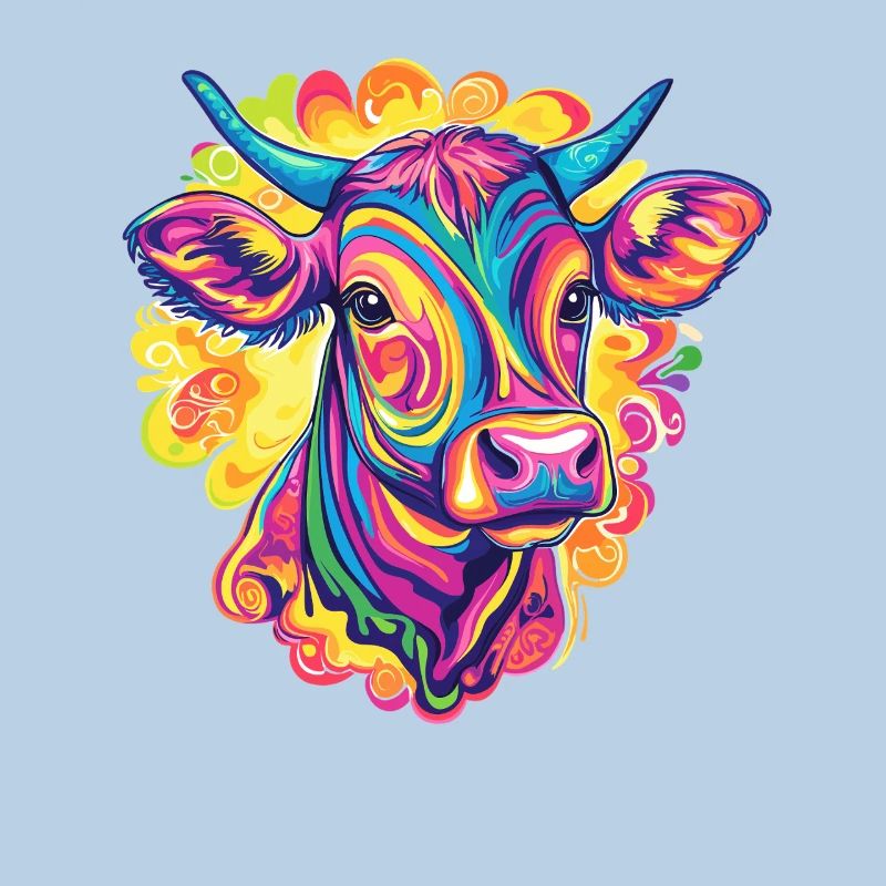 Vache colorée dans un tourbillon de couleur
