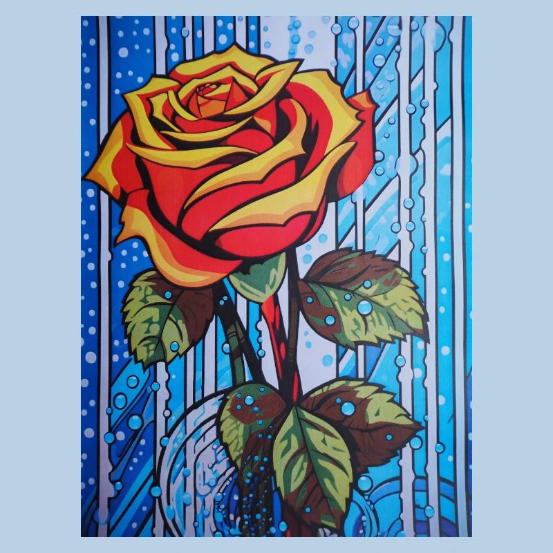 Pop Art Single Red Rose Graphically Stylized