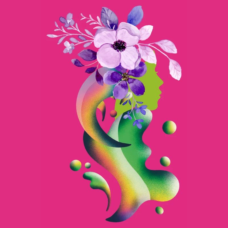 Ein Mädchen mit Blumen Schwebendes Mädchen