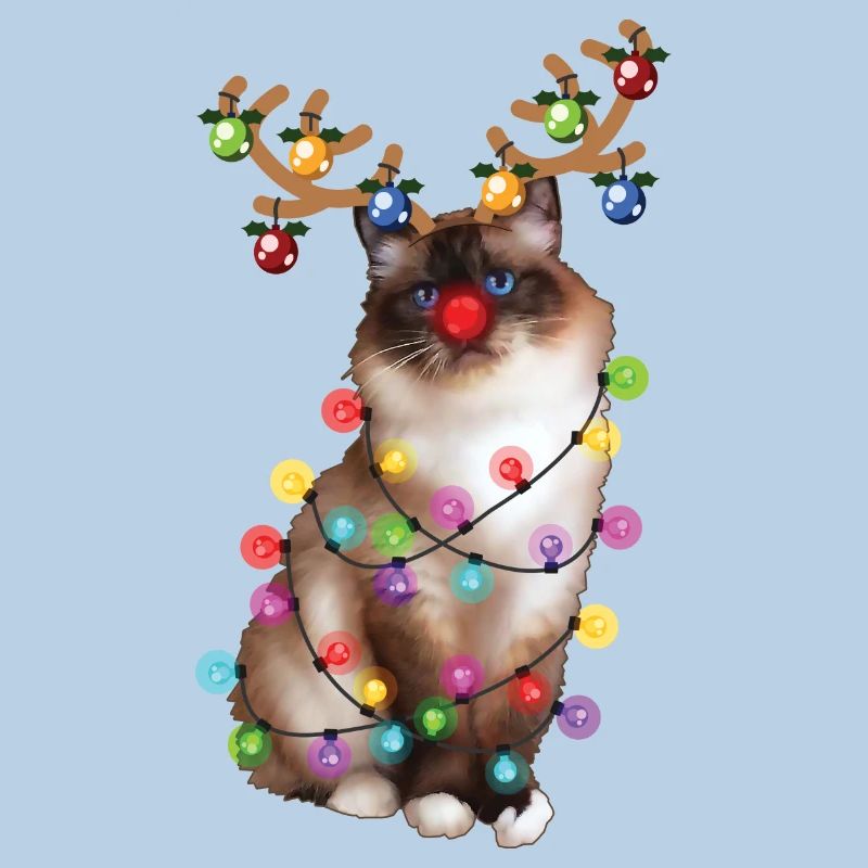 Chat Birman de Noël - Drôle de renne Noël Kitty