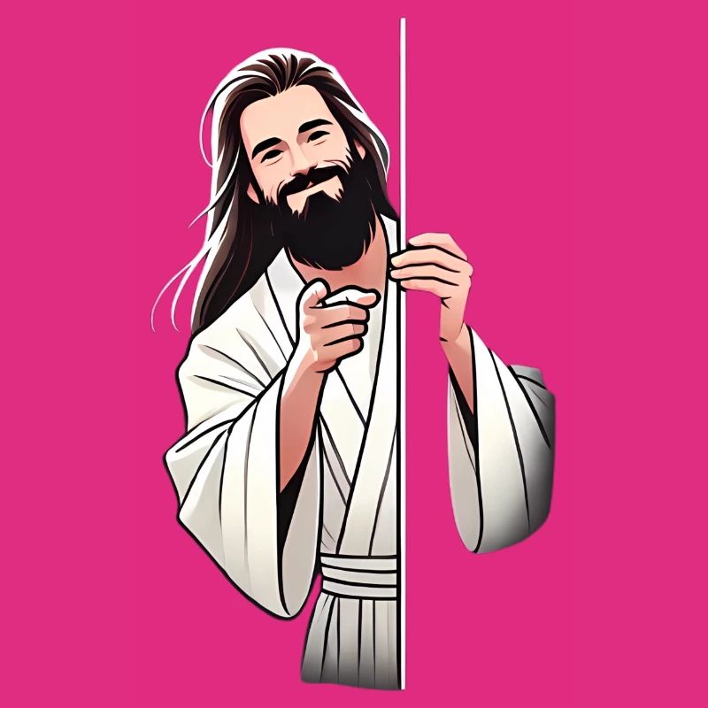 Friendly Bearded Man Pointing Design