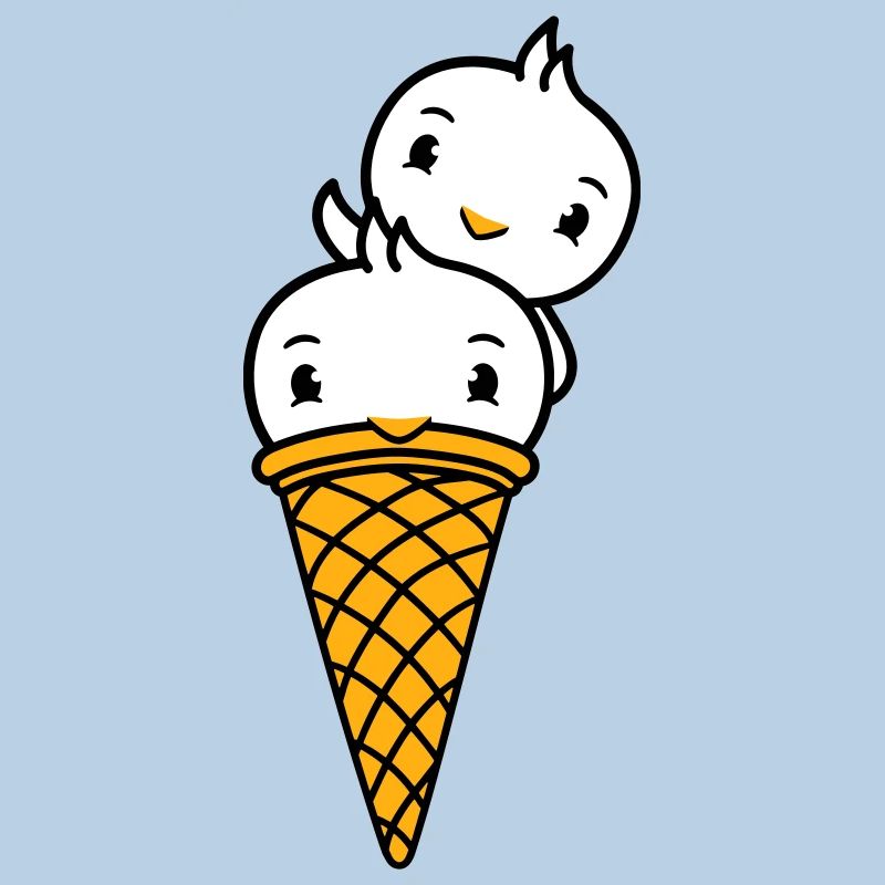 Vögel Eis Waffel Waffeleis Kugeln Eiscreme Eistüte