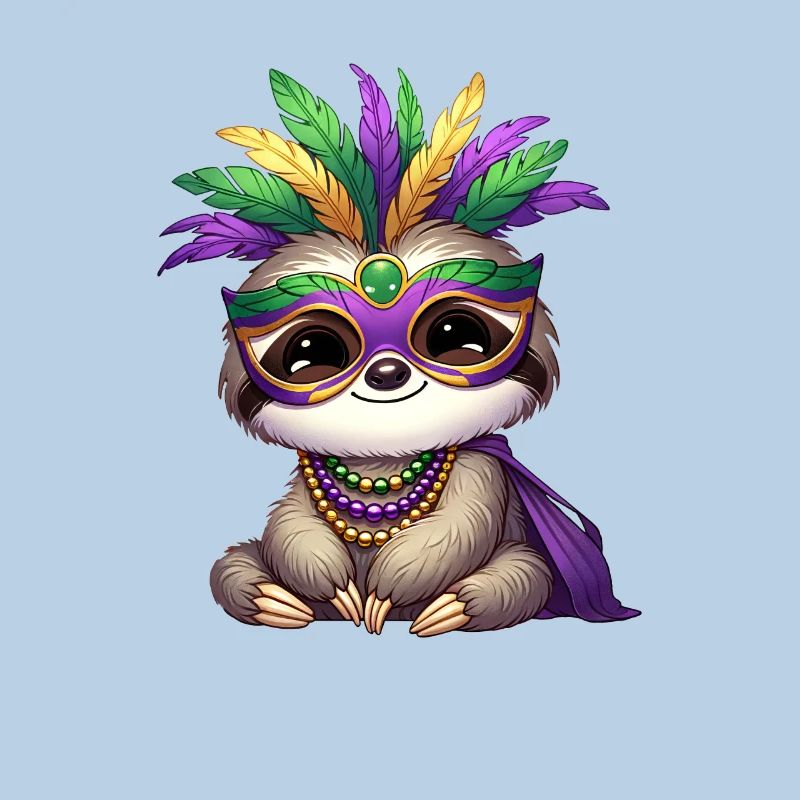 Mardi Gras Sloth Comic Design