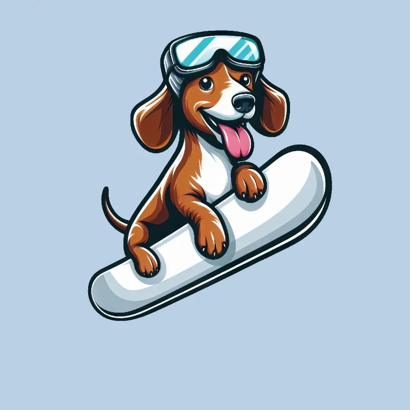 Dackel Hund Snowboard Comics Winterspaß