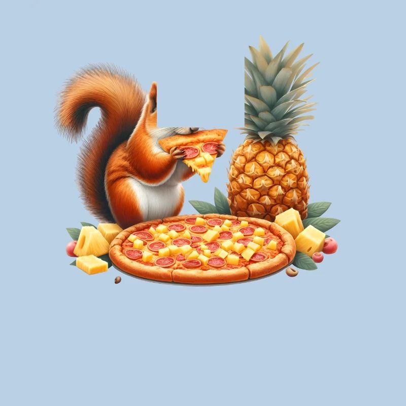 Eichhörnchen genießt Pizza