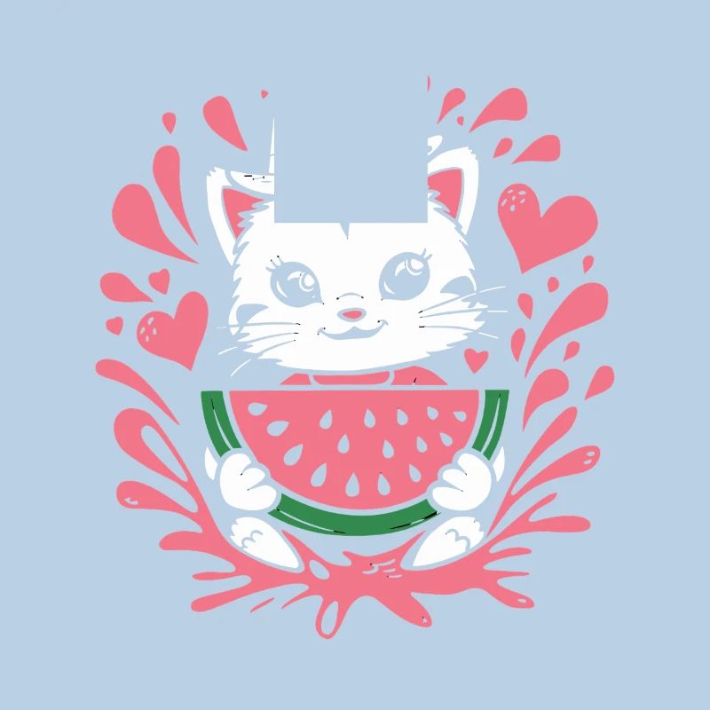 Chaton mignon avec des éclaboussures de pastèque et de cœur