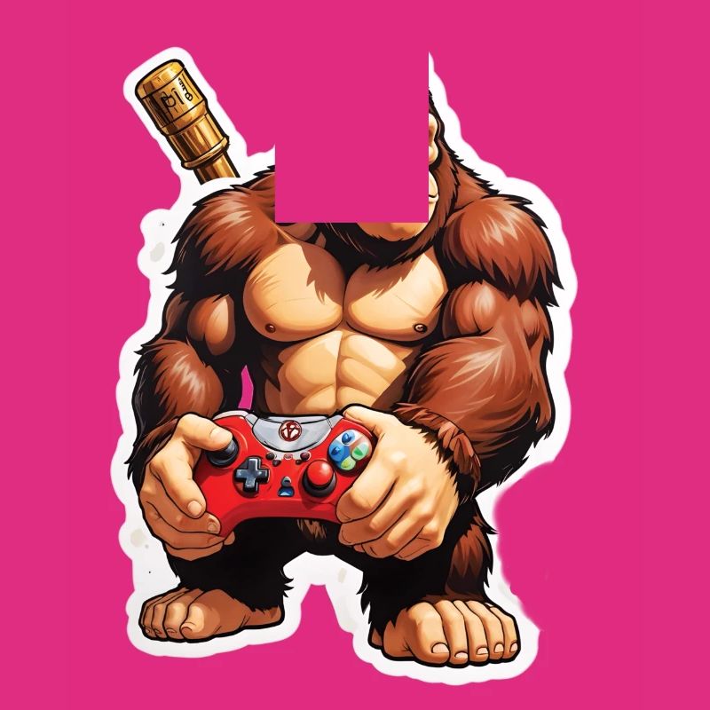 Retro Gamer Gorilla mit Controller Konsolenspiele