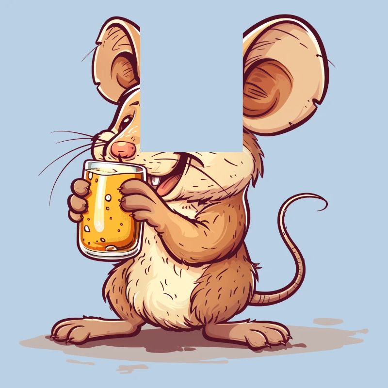 Cute Mouse Drinking Beer 2