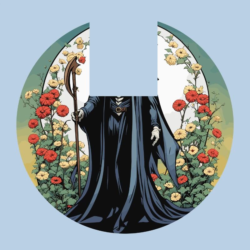Grim Reaper Flowers Illustration