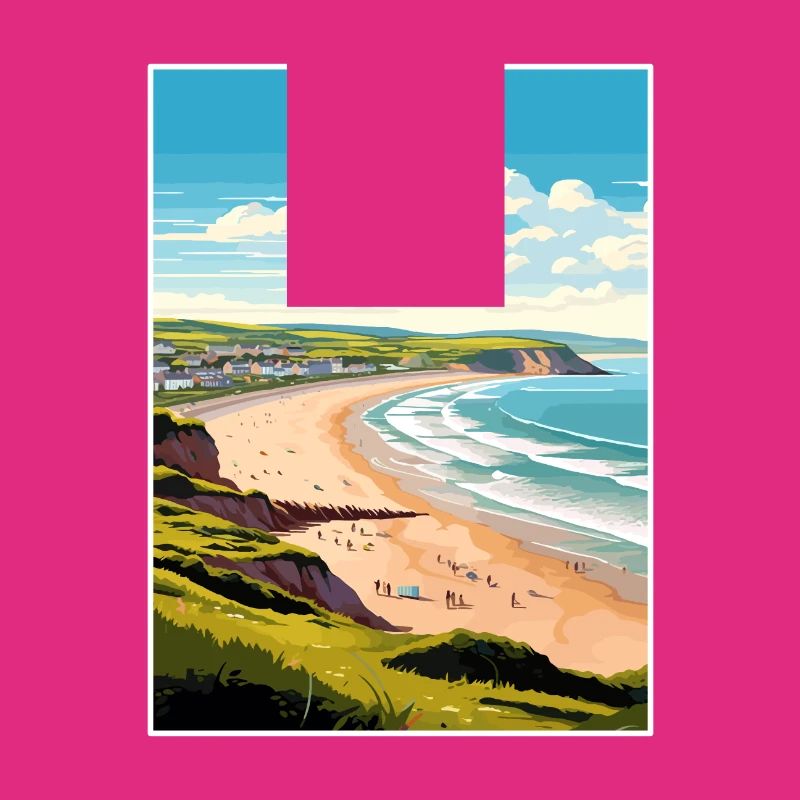 Woolacombe Devon Vintage voyage affiche Souvenir