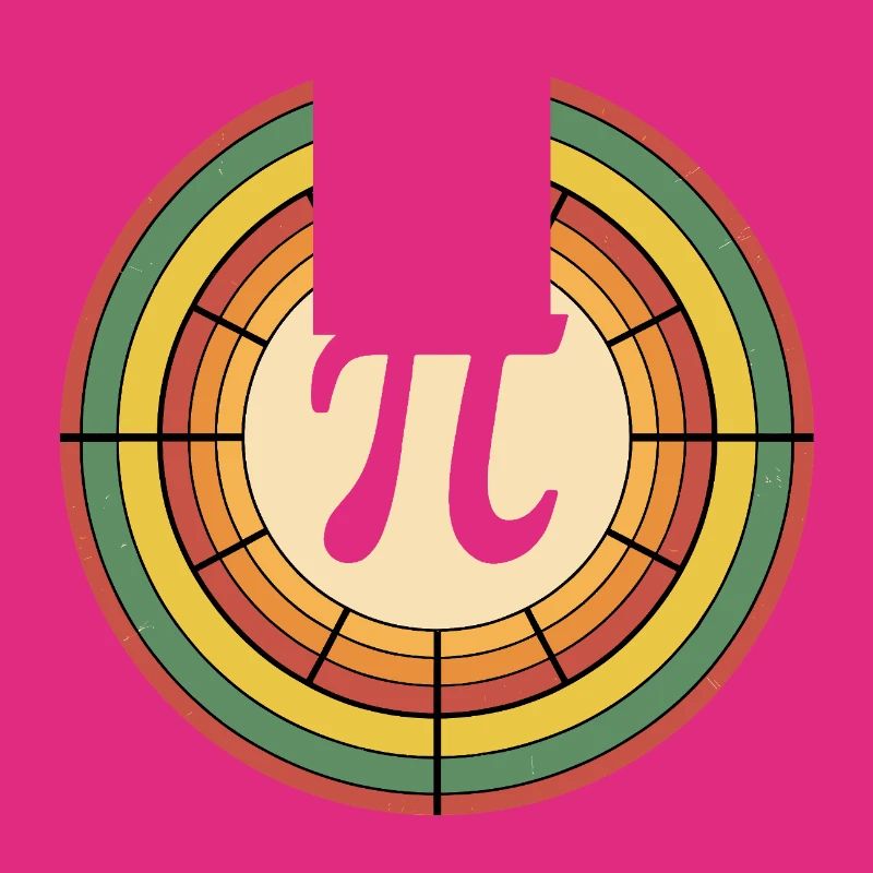 Retro Style Pi Tag Geometric Pattern Art