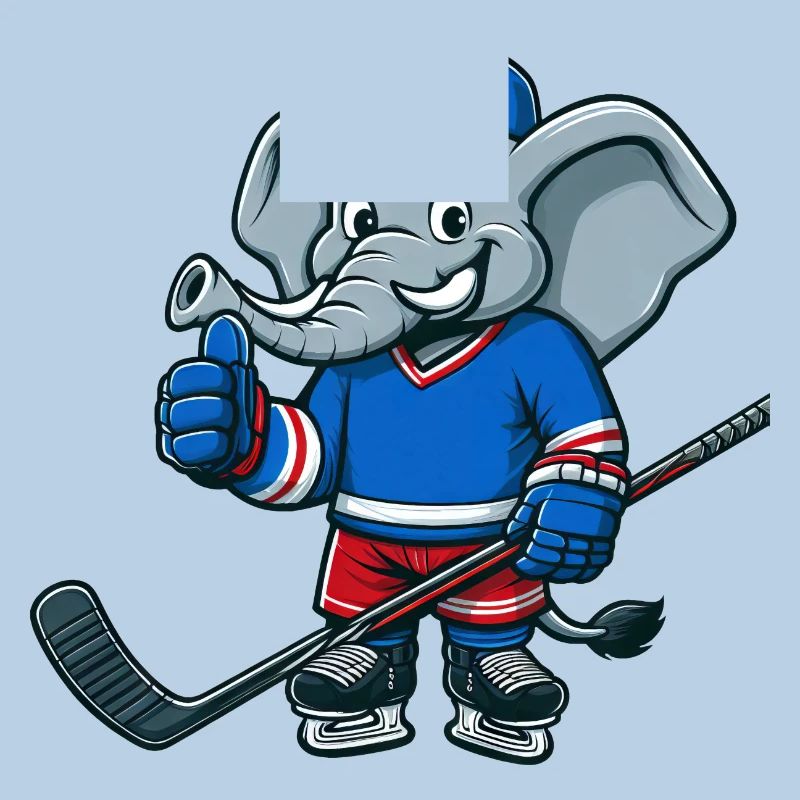 Cooler Elefant Comic Eishockeyspieler Design