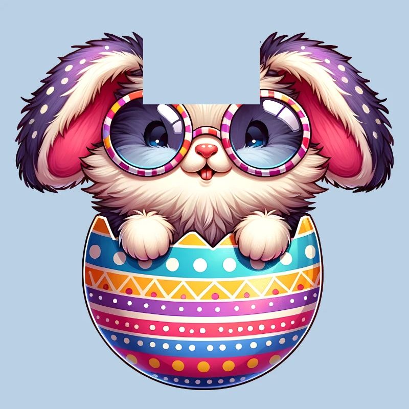 Cute Easter bunny in egg with glasses