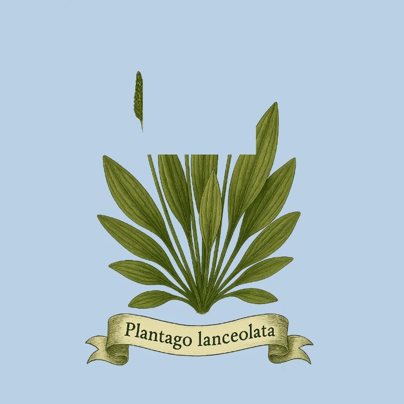 Plantago lanceolata Botanical Wild Herb Design