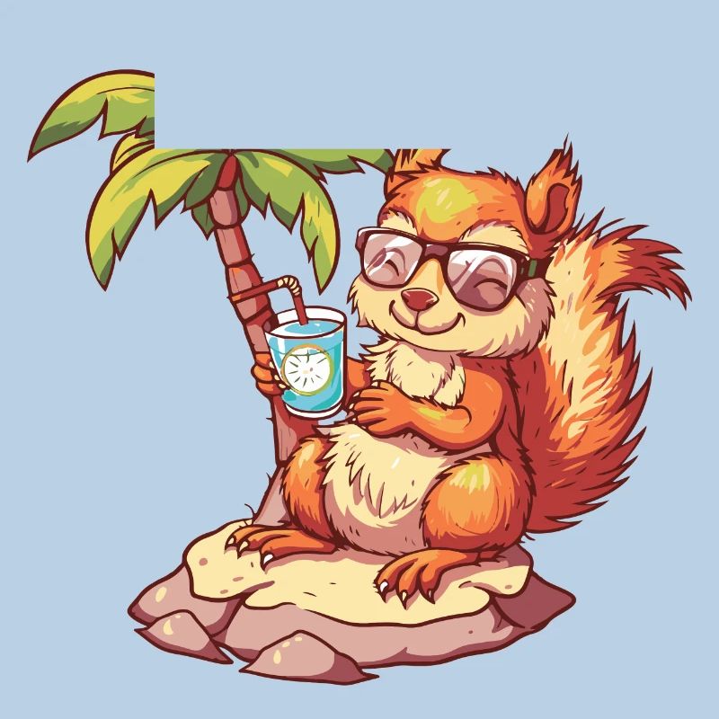 Eichhörnchen Sommer Strand Comic