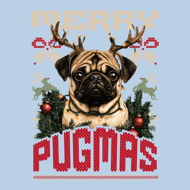 Carlin Pull de Noël laid Style Merry Pugmas