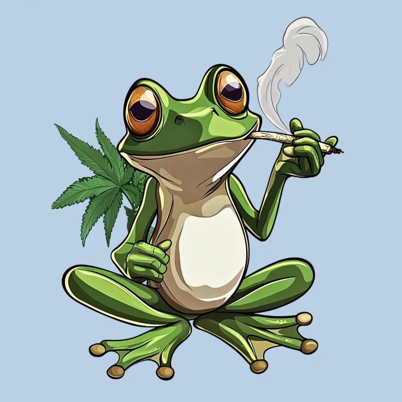 Frog with Joint and Cannabis Leaf - Weed Frog D