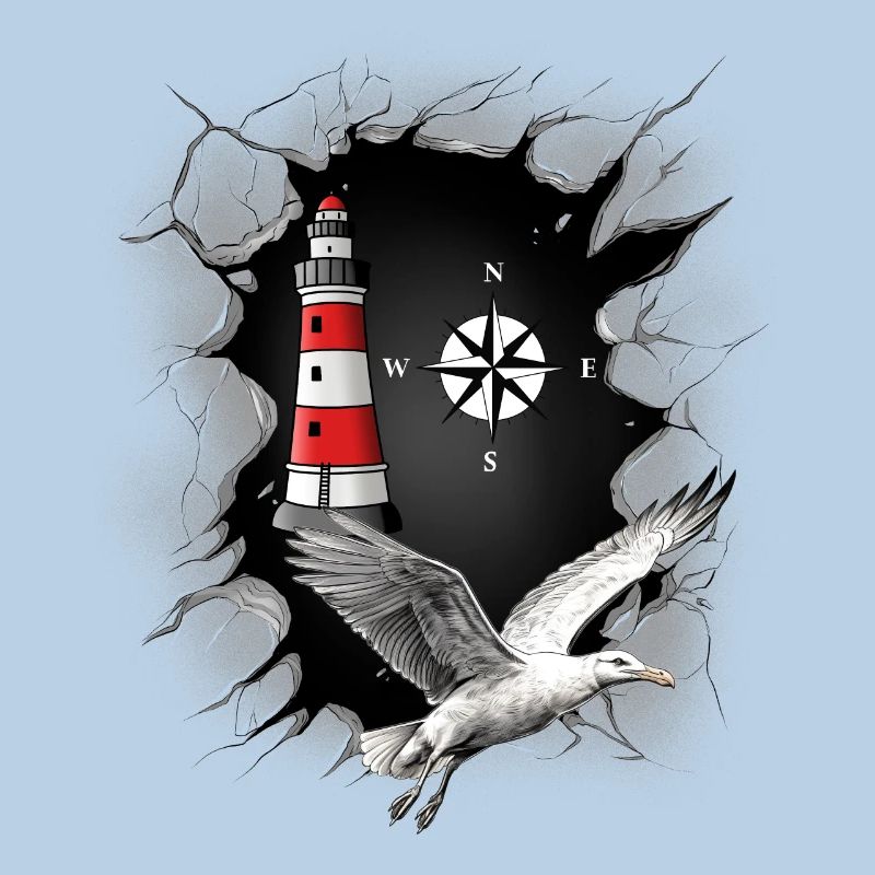 Möwe Leuchtturm Kompass maritim