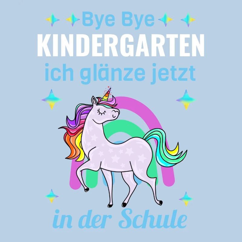 Bye Bye Kindergarten Glitzer Einhorn Einschulung