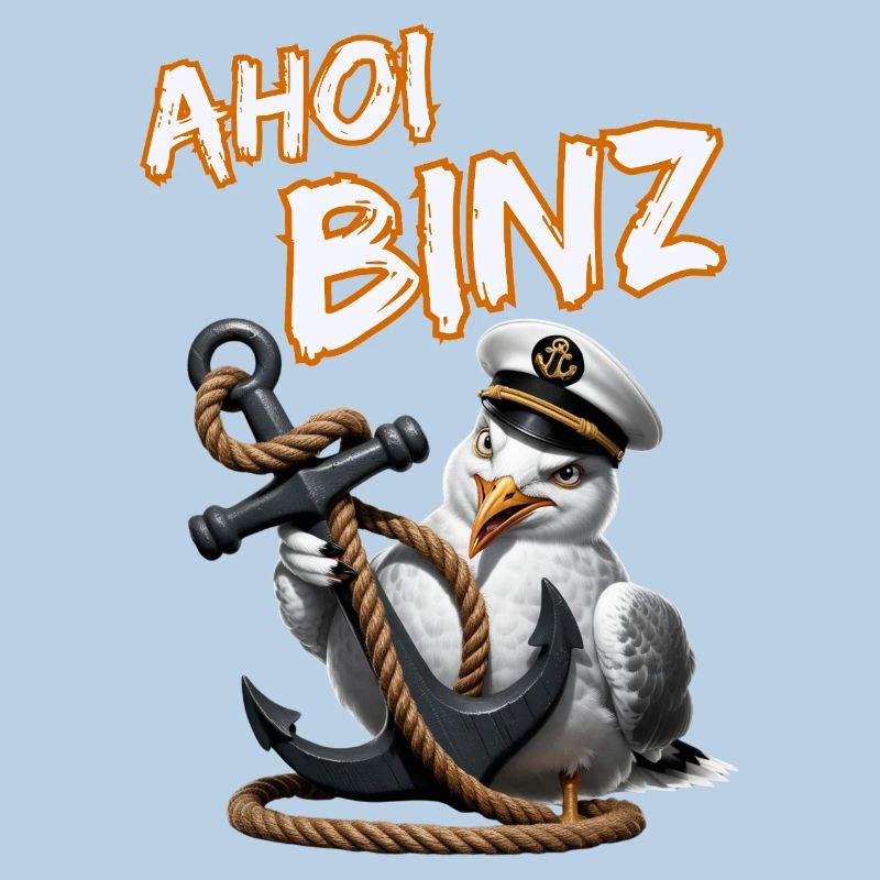 Ahoi Binz ! lustige Möwe mit Anker