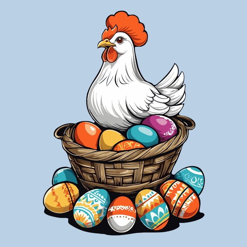 Easter Chicken Colorful Cute Funny Easter Eggs Nest